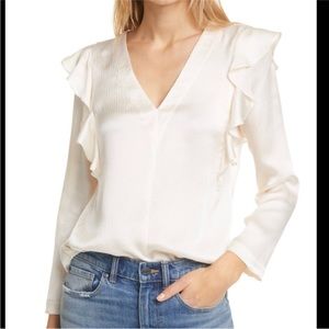Rebecca Taylor Hammered Silk Ruffle Top size 6
